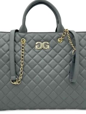 Gilda Paris Large Quilted Tote in gray.